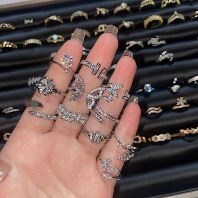 China PUSHI Fashion Microscope Wholesale Gold Plated Jewelry Woman Zircon Ring Mix Spell Luxury Elegant Luxury Volume New for sale