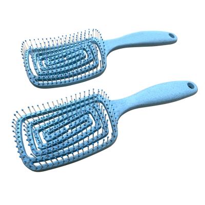 China For Salon Home Direct Waterproof Massager Factory Use Detangling Comb Plastic Curly Hair Styling Tools Anti-Static Curved Hair Brush for sale