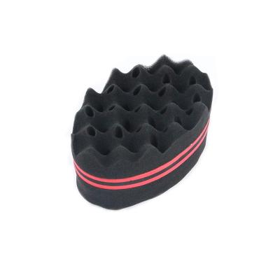 China All Natural High Quality Natural High Quality Professional Coil Wave Double Sides Pyramid Afro Twist Hair Sponge Hair Twist Magic Brush for sale