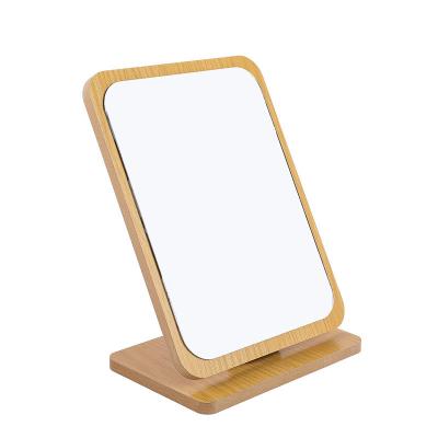 China Wooden Folding Desk Mirror Lighted Makeup Portable Dressing Table Stand Mirror for sale