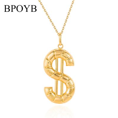 China Hiphop BPOYB Wholesale 24k Gold Jewelry Necklace Large Dollar Pendant Charm For Women Men Hip Hop Jewelry for sale