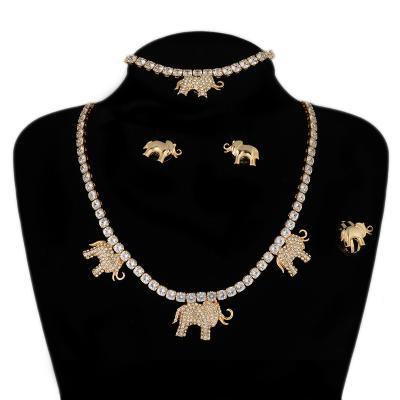 China Hiphop BPOYB Shining Stone Zircon 5A Whole Series Lady Custume Crystal Jewelry Elephant Wedding Set for sale