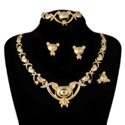 China Large Teddy Bear Xoxo Necklace Jewelries 18k Gold Cute BPOYB Wedding Hawaiian Lady Fashion Papua New Guinea Kid's Jewelry Set for sale