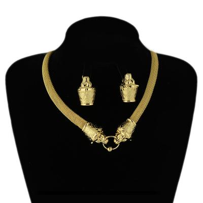 China BPOYB Fashion Punk Lion Chunky Necklace Earrings Fancy 24k Gold Plated Jewelry Set Women Party Luxury Jewelry for sale