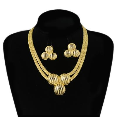 China New Design Shamrock Jewelry Set 24k Solid Gold Jewelry Set BPOYB Dubai Woman Large Jewelry TRENDY Necklace Earrings for sale