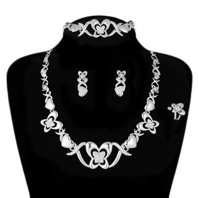 China BPOYB Latest TRENDY Brazilian Silver Butterfly Jewelry Set Large Italian Wedding Woman Luxury Party Jewelry Necklace Set for sale