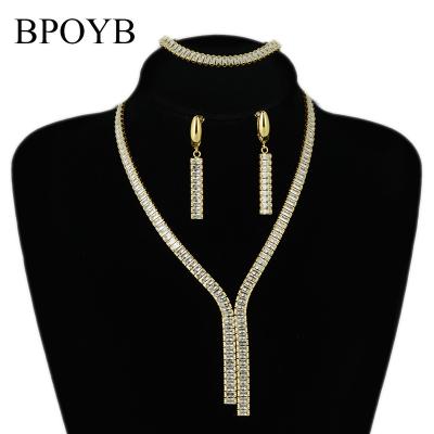 China BPOYB FASHION Top Selling Jewelry Set Gold Jewelry Luxury Branded Zircon Tassel Bridal Pendant In Dubai Necklace Set for sale