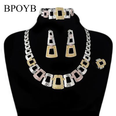 China BPOYB 2021 New Best Selling Xoxo CLASSIC Silver Plating Wedding Zircon Necklace Bracelets Sets African Jwelry Sets For Women for sale