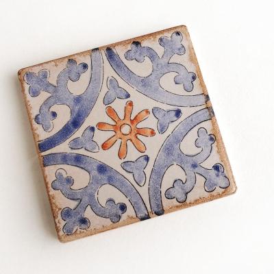 China Rustic tiles flower custom bathroom wall tile poll decoration garden paving handmade painting ceramic tiles for sale