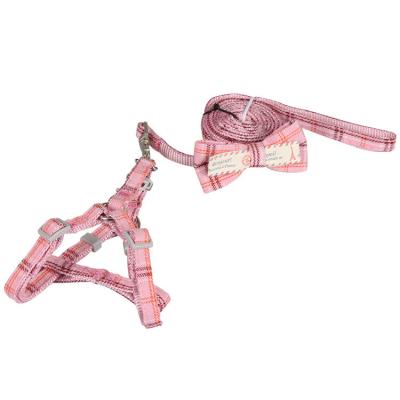 China Hot Selling Cute Cat Padded Amazon Plaid Step-in Harness Leash Bow, Pet Factory Puppy Pet Step-in Harness Lead With Bow Ties for sale