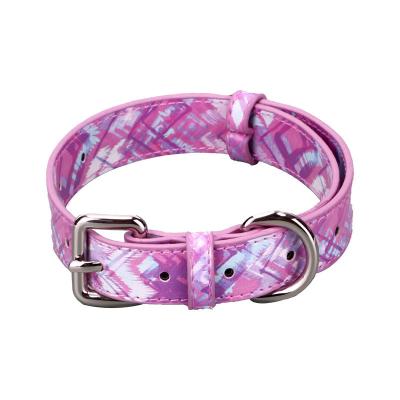 China Fashion custom design durable and soft various printing PU leather dog collars, cat collars for sale