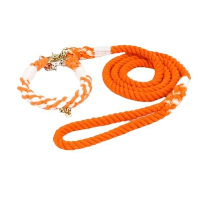 China Factory Cotton Padded Rope Handcrafted Dog Collar Leash Set for sale