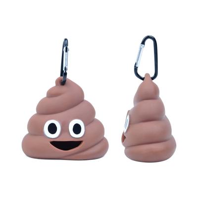 China Custom Funny Dogs Design Silicone Poop Bag Dispenser Dog Waste Bag Holder for sale