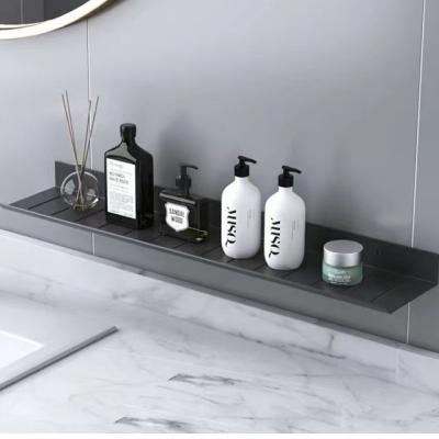 China Wall Mounted Black White Aluminum Shelf Bathroom Kitchen Storage Shelf Bath Shower Shelves Aluminum Shelf Living Room Corner Aluminum for sale