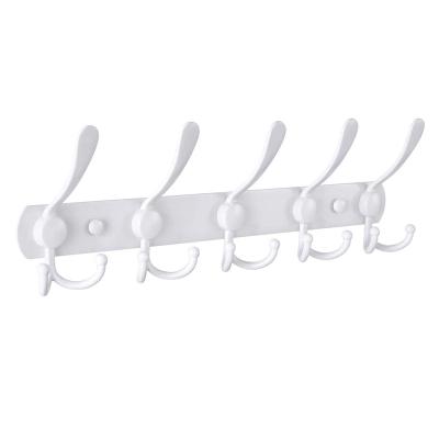 China Amazon Hot Sustainable Wall Mount Coat Hooks , Metal Tri Robe Rail Rack Towel Hanger 5 Hooks for sale