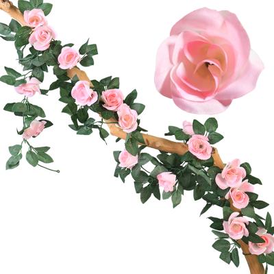 China Art Decor Imitation Pink 16 Mounted Fake Flower Vines Pipe Shelter Mall Hotel Ceiling Decorative Plastic Vines for sale