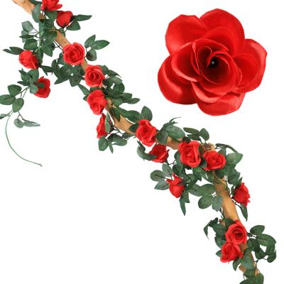 China Art Decor Imitation Red 16 Mounted Fake Flower Vines Pipe Shelter Mall Hotel Ceiling Decorative Plastic Vines for sale