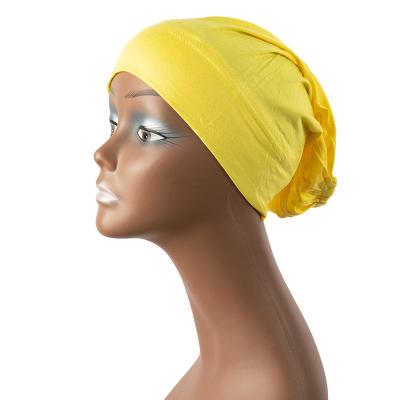 China Muslims knit high quality muslim knitted modal elastic turban hat inner turban with inner small hat for sale