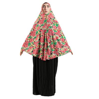 China Indian Costumes Wholesale Hot Selling Islamic Women's Garment Indian Polyester Fabric Printed Long Dress With Hat for sale