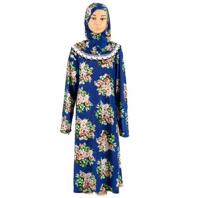 China Muslim Long Sleeve Dress African Girl Costume Printed Dress Islamic Lace Long Dress Printed Kids Dress for sale