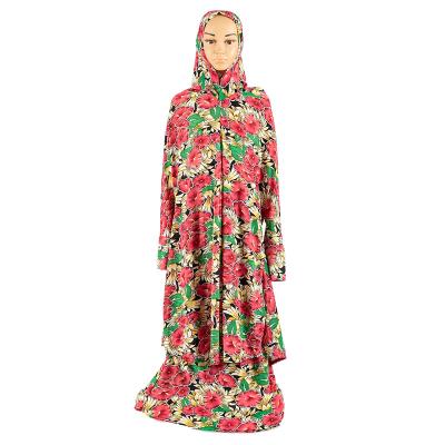 China Wholesale Islamic Kaftan Long Dress Girls Dress Indian Costume Printed Clothes Wearing Islamic Two Piece Hat Dress for sale