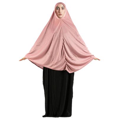 China Islamic Clothing Abaya Long Dress 2021 Muslim Solid Color Big Hood Ethnic Polyester Headscarf New for sale