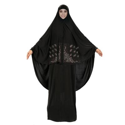 China Dubai Ladies Abaya Long Sleeve Loose Ababa Clothing Muslim Two Piece Hooded Cover Up Religious Two Piece Maxi Dress for sale