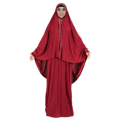 China Wholesale Lady Polyester Thobe With Hijab Dubai Abaya Highly Flexible Muslim Dress Islamic Costume African Muslim Prayer Plug for sale