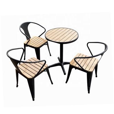 China Stackable Outdoor Bar Table And Chair Restaurant Table With Stacking Chairs Garden Cafe Dining Set for sale