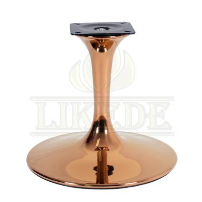 China Modern shinny trumpet tulip chair leg 304# stainless steel chair base rose gold chair base for sale