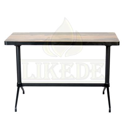 China Aluminum Base Table Double Columns Dining Table Rectangle Outdoor Restaurant Table for sale