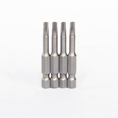 China 1/4 inch/6.35 mm Hex Socket Fine Quality 50mm T20 Screwdriver 1/4 Inch Security Bits for sale