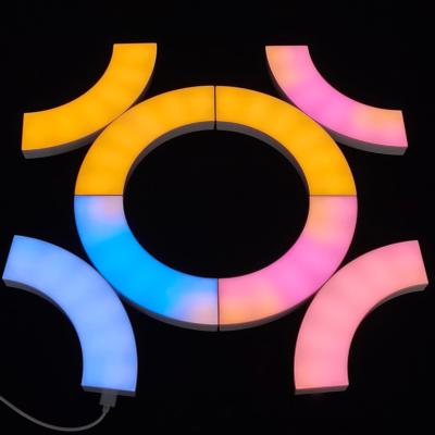 China Modern Decoration Google WiFi Indoor Lighting Control Led Lights Quantum Wall Lamp Modular Smart RGB Aurora Quarter Ring Holiday LED Light for sale