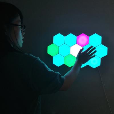 China Modern Light Touch Modular Hexagon Novelty Creative Wall Sensor Decoration Lamp Led Night Light for sale