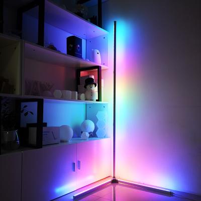 China 2022 Modern Smart Triple Corner New LED RGB Color Control Changing WiFi String Lights Floor Lamp For Game Room Decoration for sale