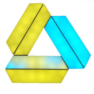 China Modern 2022 New Product Idea App Or Voice Activated Smart Splice Connected Trapezoid Lamp Colorful Strip Led Wall Lamp for sale