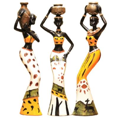 China African lady resin figurine from China, statues of Africa, figures for home decor resin lady crafts for sale