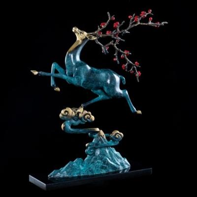 China Europe copper crafts supplier sika deer sculpture bronze metal material for high end gifts for sale