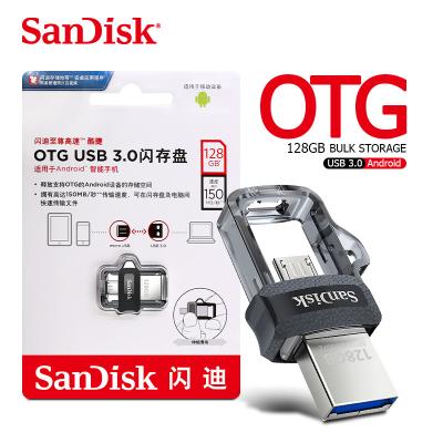 China SanDisk Metal USB 3.0 OTG Dual Pen Drive 128GB 64GB PenDrive Flash Drive 32GB 16GB SDDD3 Hard Disk For Phone Tablet for sale