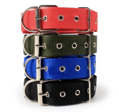 China Durable Pet Metal Buckle Soft Padded White Solid Plain Nylon Luxury Dog Collar for sale