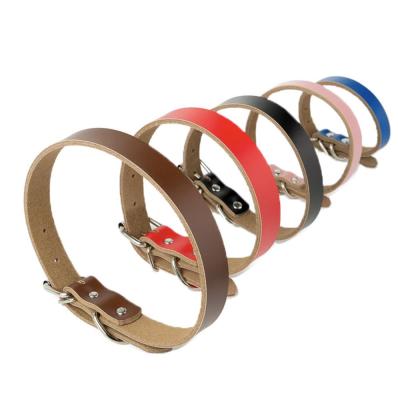 China BREAKPOINT 6 Colors Simple Custom Cat Leather Dog Collar Genuine Pet For Small Medium Cat Dog for sale