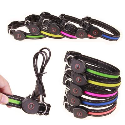 China Custom Wholesale Viable Reflective Waterproof Nylon Pet Cat Dog Led Collar Flash Light Up Safety for sale