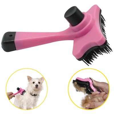 China Viable Pet Self Cleaning Mold Slicker Brush Dog and Cat Hair Brush Shedding Tools Pet Comb Hair Dematting Remover for sale