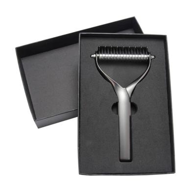 China Durable Stainless Steel Grooming Tools Double Sides Open Dog Cat Rake Comb Knot Hair Pet Comb Brush Remover With Gift Box Perfect for sale