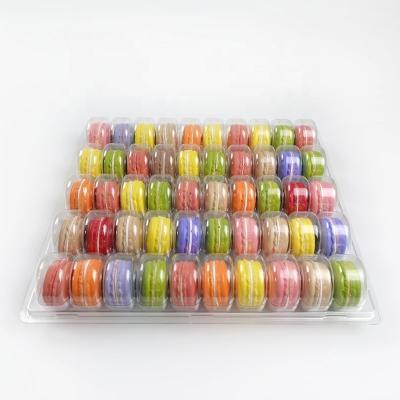 China Recycled Clear Materials Food Grade Plastic Container 50 Macarons Cookie Blister Clamshell Tray Packaging for sale