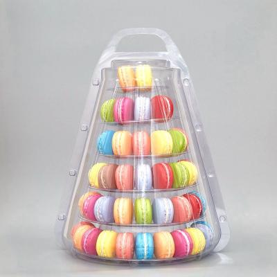 China NEW Recyclable 6 Tier Macaron Display Tower With Carry Case Macaron Showcase Macaron Gift Box for sale