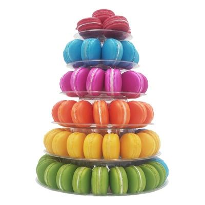 China Recyclable Hot Sale 6 Tiers Plastic Macaron Tower Holder Macaron Display Stand For Wedding Or Party for sale