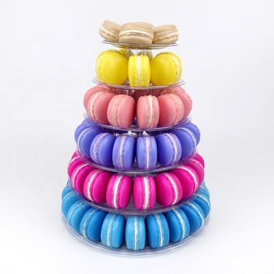 China High Quality Recycled Materials PVC 6 Tiers Cupcake Cookie Holder Stand Around Macaron Tower For Birthday Party Wedding Display for sale