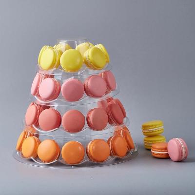 China New 4 Tier Materials Macaron Cookie Tower Display Stand Recycled Clear Plastic Packaging for sale