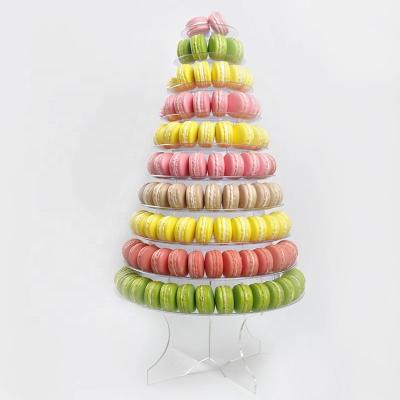 China Recycled Materials 10 Tiers Macaron Cookie Chocolate Tower Display Stand Plastic Packaging With Acrylic Botom Holder for sale